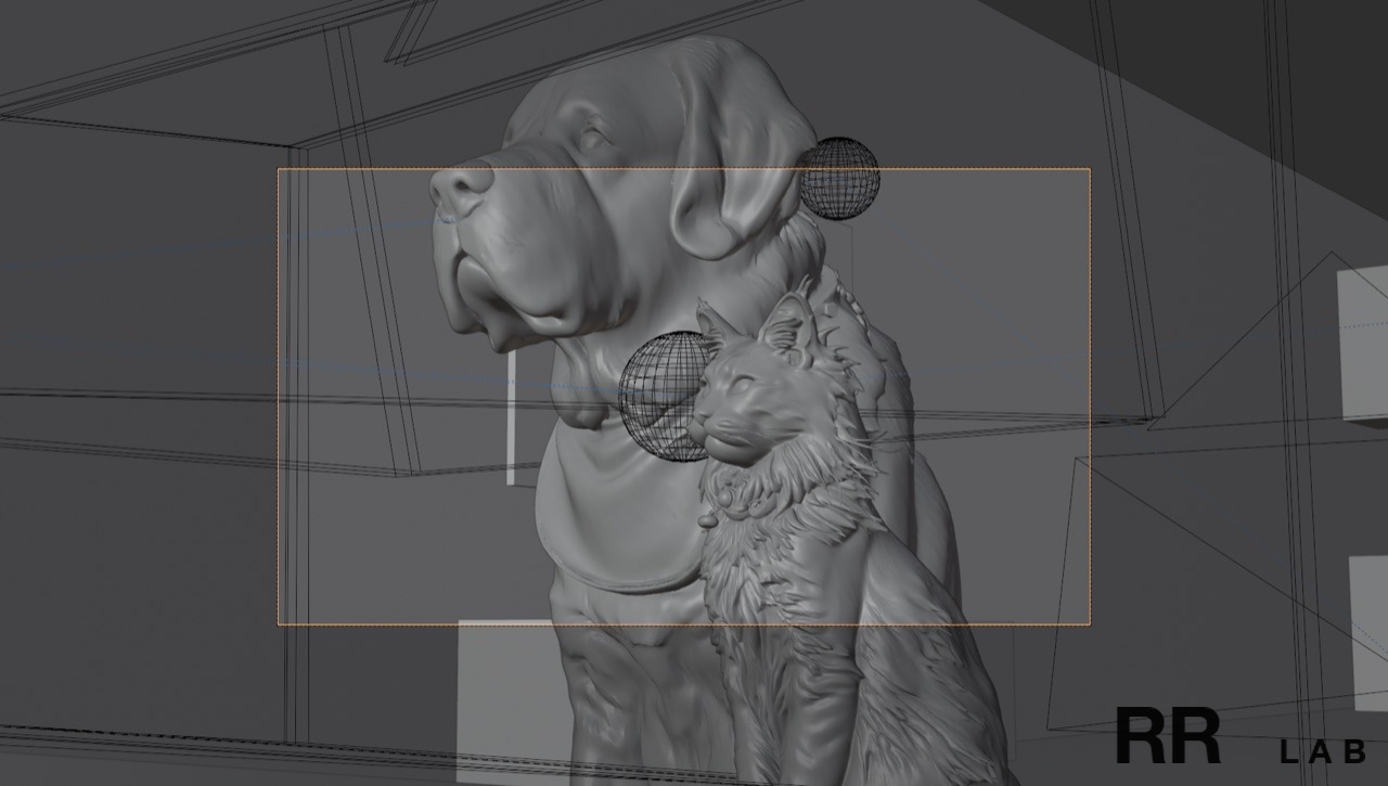 Blender 双主角白模并肩定摆位